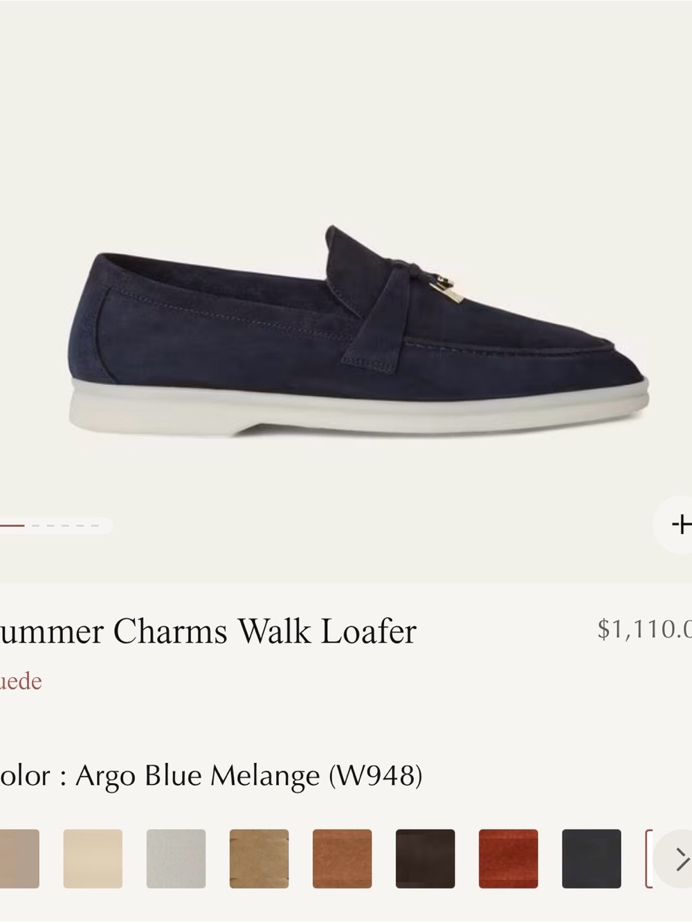 Loro Piana navy Suede Women's Loafers with Gold Charms